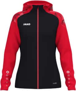 Jas met kap Sonic damesmaten zwart/rood
